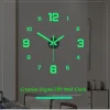 Wall Clock Glow at Night Frameless DIY Stereo Digital Clock for Home Living Room Office Wall Decroation 2024