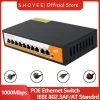 10Port Gigabit POE RJ45 Ethernet Switch 52V with for 802.3af/at Smart Managed Uplink Unmanaged Plug and Play,for IP Camera/NVR